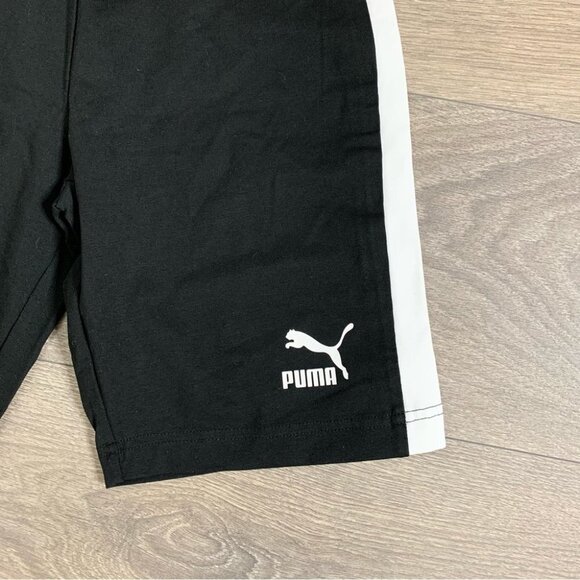 Puma Classics Biker Shorts 7" White Stripe Black High Rise Waisted Size XS - Picture 7 of 13
